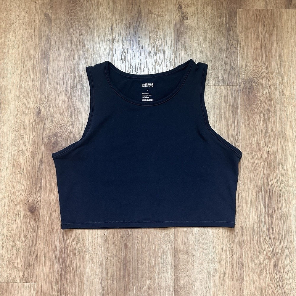 girlfriend collective Black Cropped Workout Tank Size M